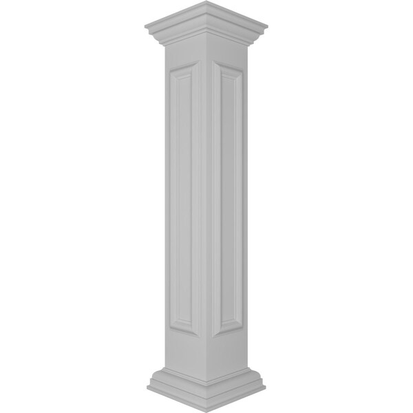 8W X 48H End Newel Post With Panel, Flat Capital & Base Trim (Installation Kit Included)